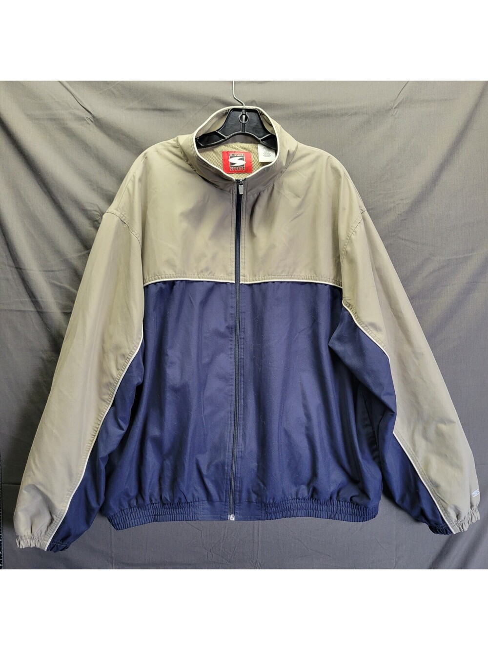 Simply for sports Biege/Navy Vintage Full-Zip Bomber Jacket Sz XXL